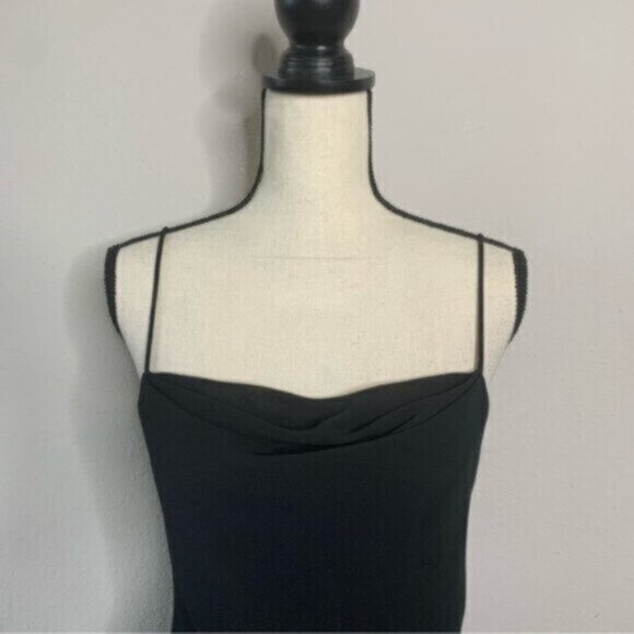 Dave & Johnny Vintage Black Plunging V-Back and Sheer Mesh Formal Maxi Dress - Picture 6 of 11